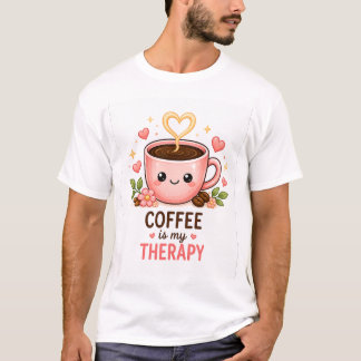 Camiseta Cute Kawaii Coffee Is My Therapy
