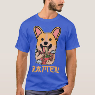 Camiseta Cute Kawaii Corgi Comendo Ramen Para Corg