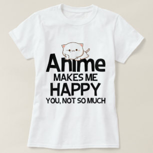 Camiseta Cute Kawaii Desenho de Gato Anime Piada