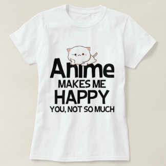 Camiseta Cute Kawaii Desenho de Gato Anime Piada