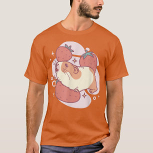 Camiseta Cute Kawaii Design Guiné Brincando Em Strawbe