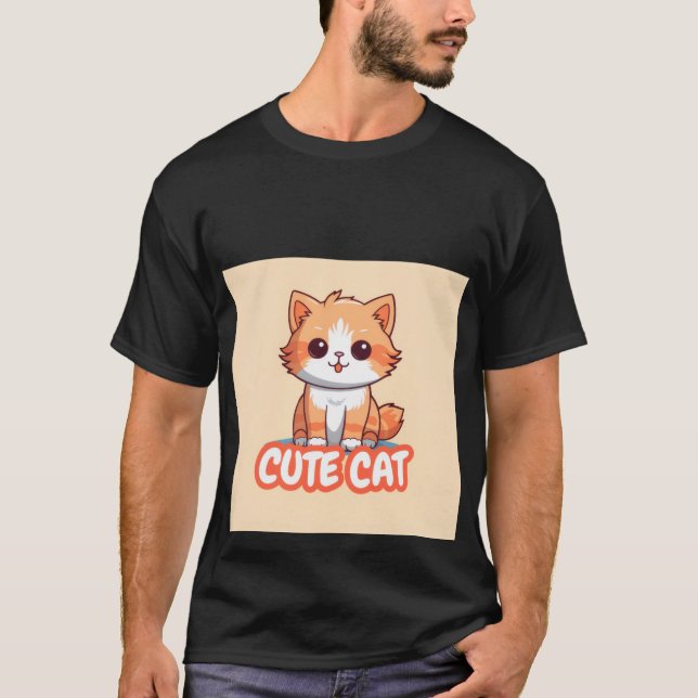 Camiseta Cute Kawaii Ginger Cat Hugging Gift Box  ✨🎁 (Frente)
