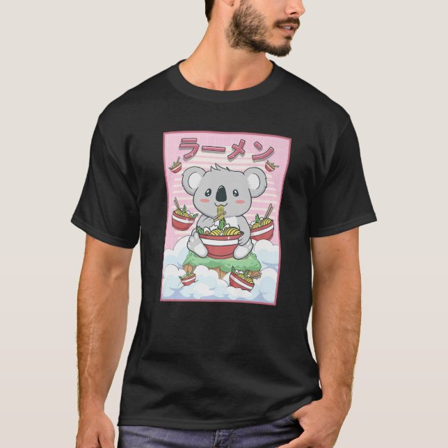 Camiseta Cute Kawaii Koala Bear Ramen Noodles (Frente)