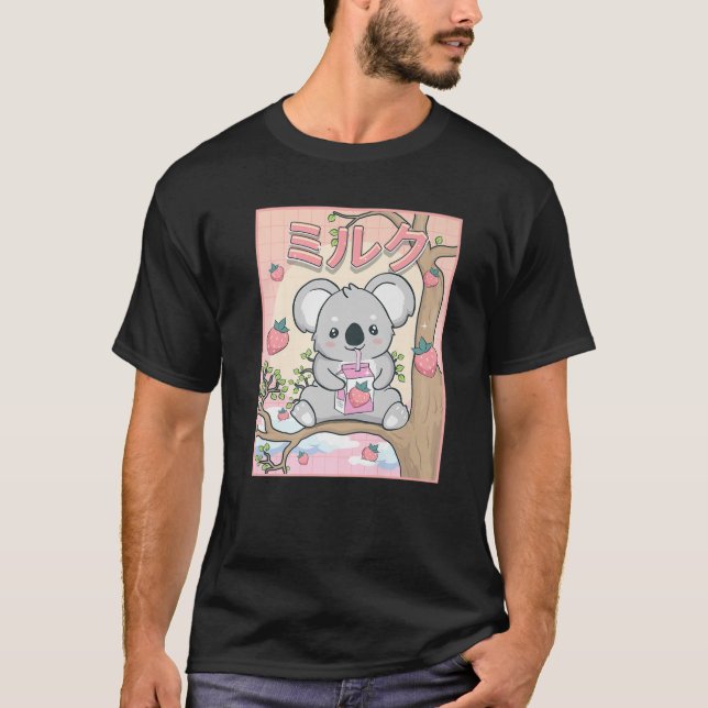 Camiseta Cute Kawaii Koala Urso Leite De Morango (Frente)