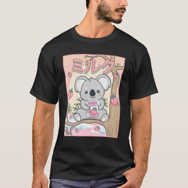 Camiseta Cute Kawaii Koala Urso Leite De Morango (Frente)