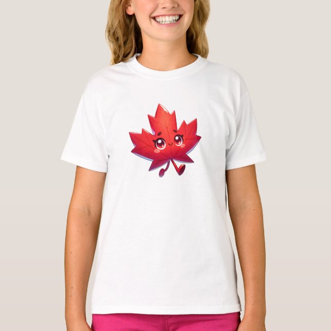 Camiseta Cute Kawaii Maple Leaf | Canadá (Frente)