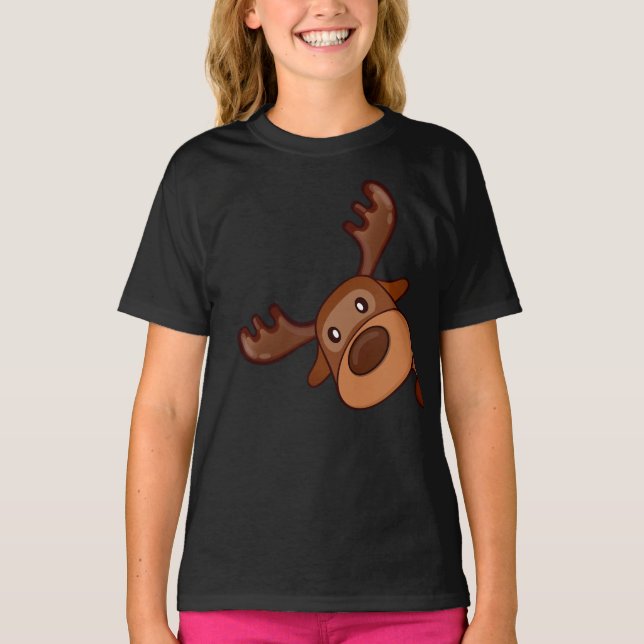 Camiseta Cute Kawaii Moose Veado Funny Alaska Moose (Frente)