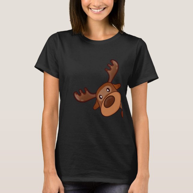 Camiseta Cute Kawaii Moose Veado Funny Alaska Moose (Frente)
