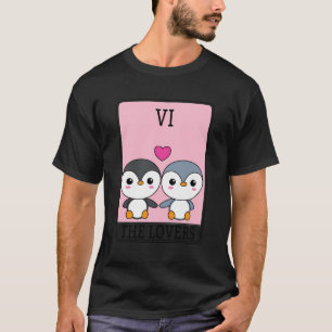 Camiseta Cute Kawaii Penguins Major Arcana Os Amantes Tarot