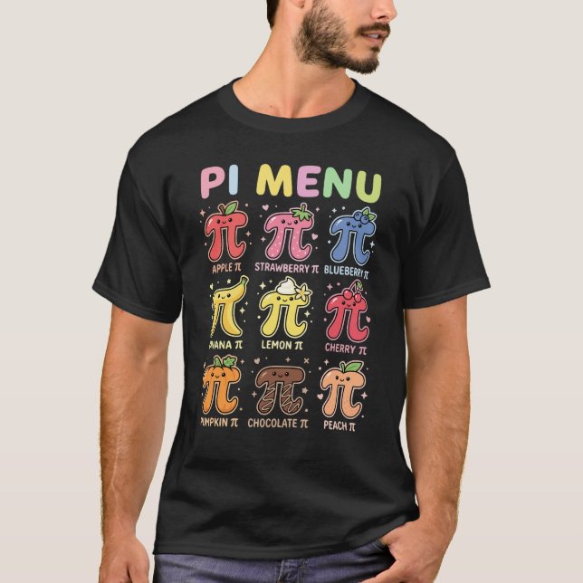 Camiseta Cute Kawaii Pi Menu Inspiring Math Pi Day (Frente)