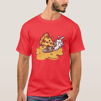 Camiseta Cute Kawaii Pizza T-Shirt Funny Cheesy Cartoon