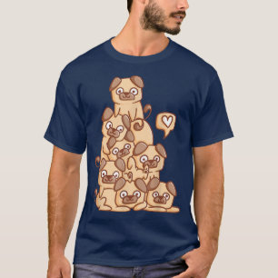 Camiseta Cute Kawaii Puppy Pug Cachorro Pile Chibi Meninas