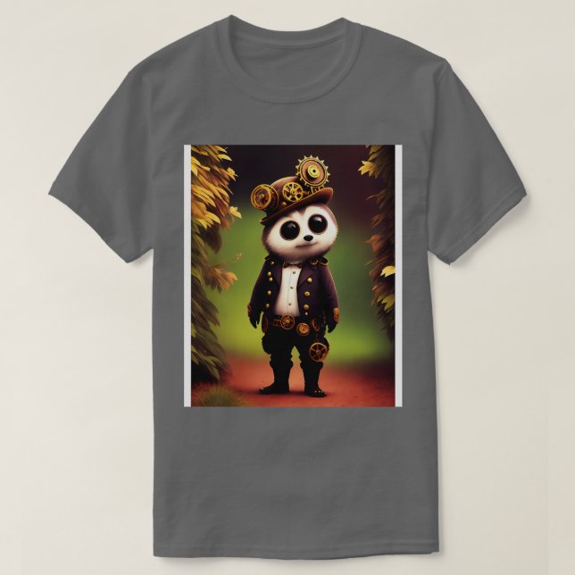 Camiseta Cute Kawaii Steampunk Raccoon (Frente do Design)