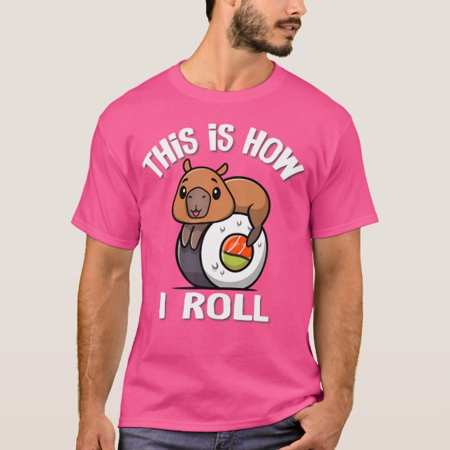 Camiseta Cute Kawaii Sushi Como Eu Rolo Capybara (Frente)