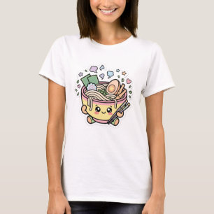 Camiseta Cute Kawaii Tigela de Ramen Estética Anime Japones