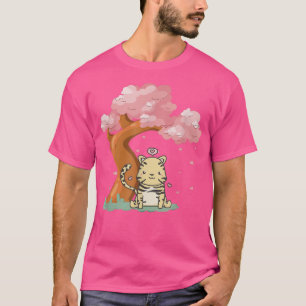 Camiseta Cute kawaii tiger and Sakura Cherry Blossom tree J