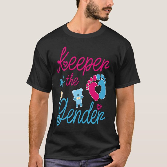 Camiseta Cute Keeper of Gender  baby reveal party idea (Frente)