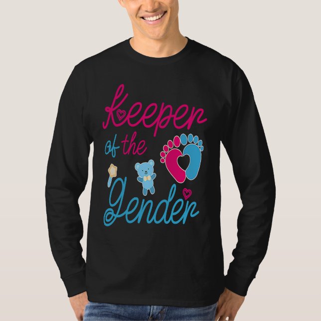 Camiseta Cute Keeper of Gender  baby reveal party idea (Frente)