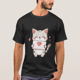 Camiseta Cute Kitten Holding Heart Love Letter Art ✨🐾💌
