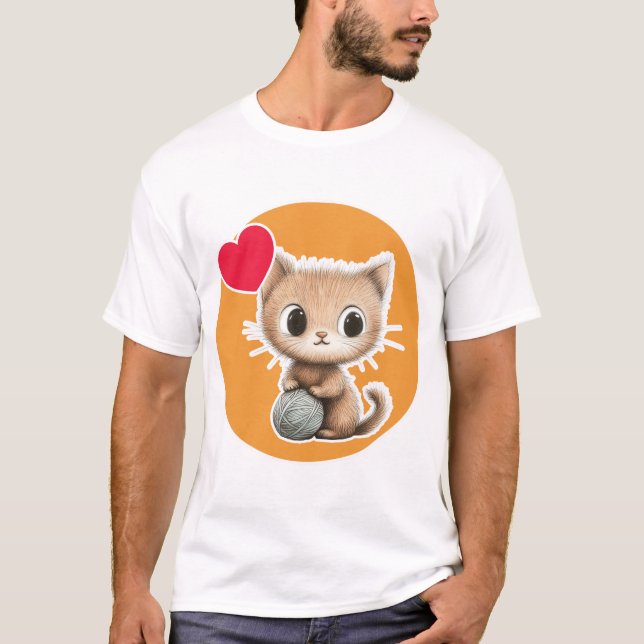 Camiseta Cute Kitten with its Yarn ball (Frente)