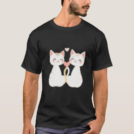 Camiseta Cute Kittens Heart Tail Love Wedding Art ✨🐾💕