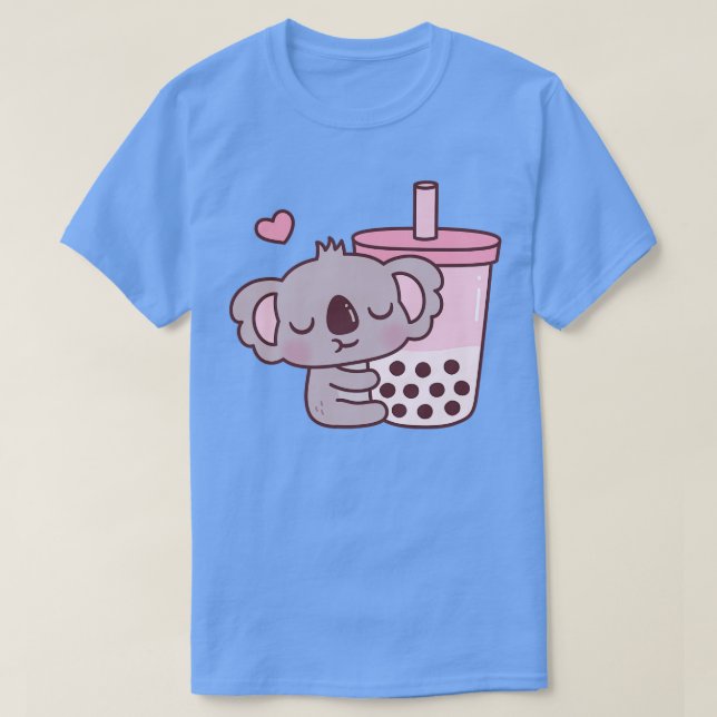 Camiseta Cute Koala Bear ama Boba Tea (Frente do Design)