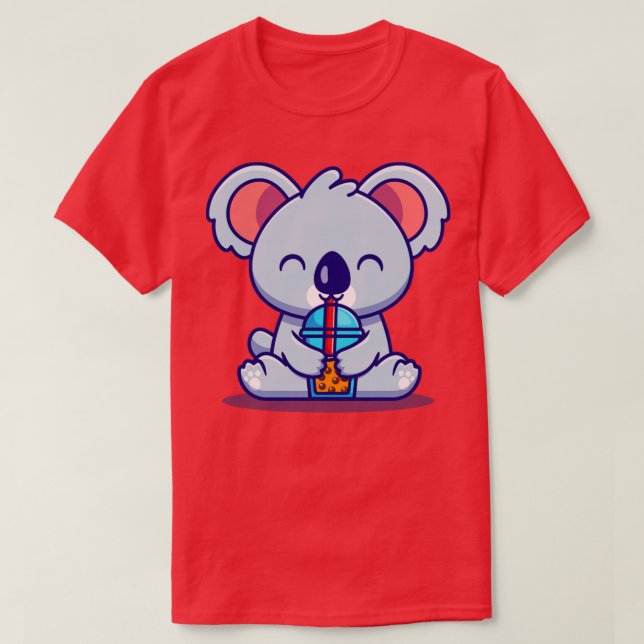Camiseta Cute Koala Bebe Cartoon de chá Boba (Frente do Design)