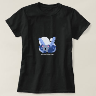 Camiseta Cute Koala Cartoon Folhas de Palmeira Personagem A