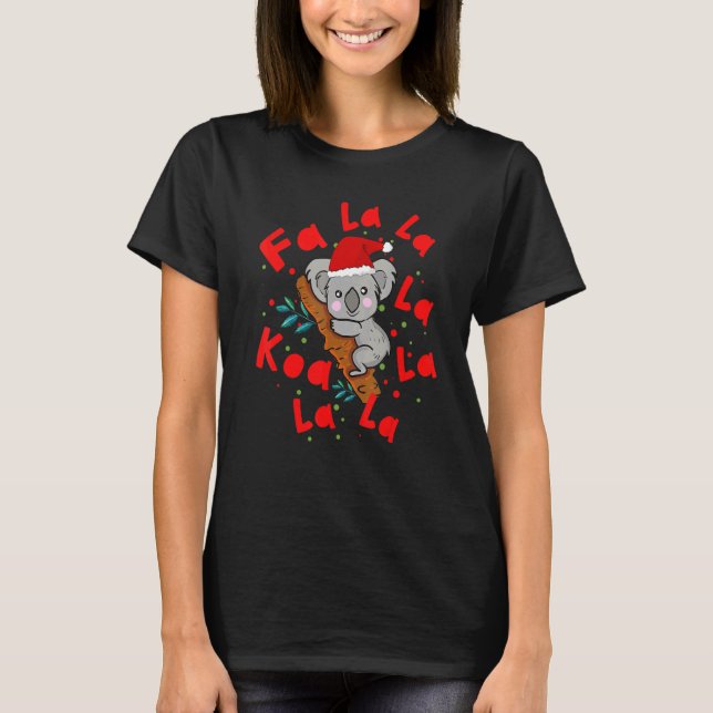 Camiseta Cute Koala com Santa Hat Xmas Koala Para Mulheres  (Frente)