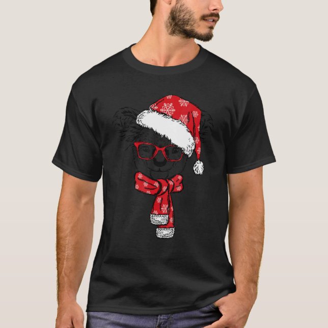 Camiseta Cute Koala com Santa Hat Xmas Koala Para Mulheres  (Frente)