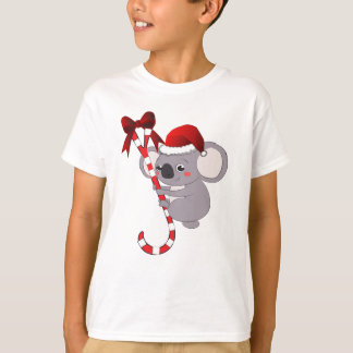 Camiseta Cute koala com um klaus papai noel escalando T-Shi