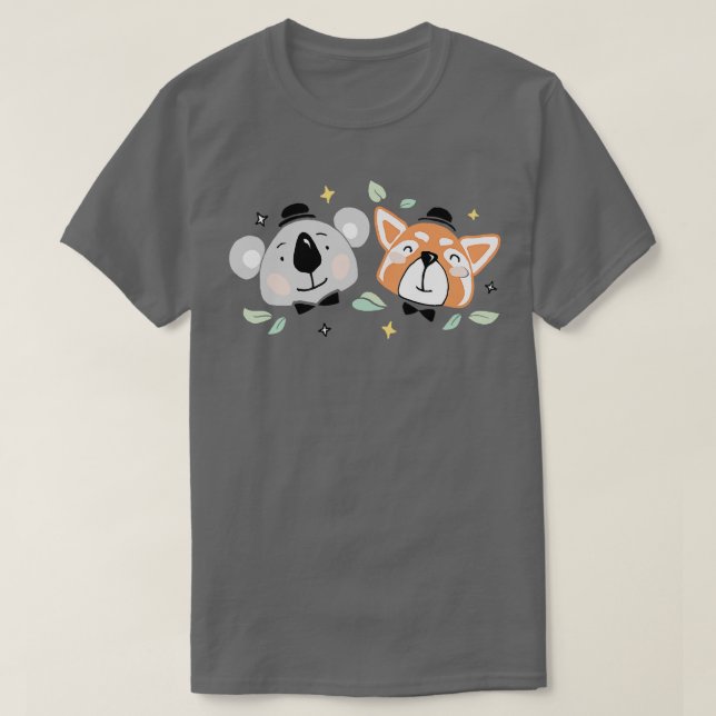 Camiseta Cute Koala e Red Panda (Frente do Design)