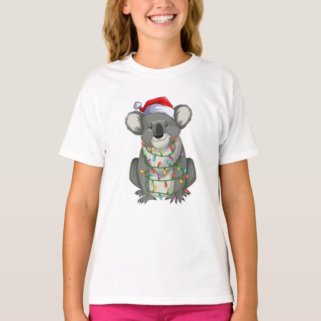 Camiseta Cute koala em natal luzes Moça (Frente)