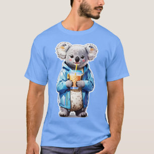 Camiseta Cute Koala em uma bobina de bebendo de capuz