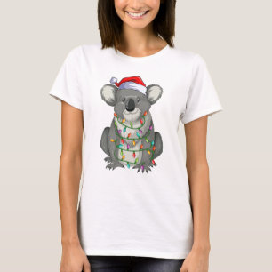 Camiseta Cute koala no natal luzes Mulheres