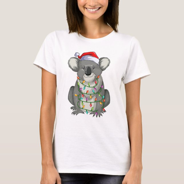 Camiseta Cute koala no natal luzes Mulheres (Frente)