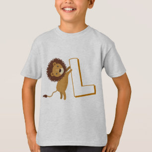 Camiseta Cute L de Leão - Crianças Inglês ABCD Alfabeto