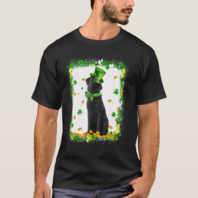 Camiseta Cute Labrador Dia de São Patrício Irlandês Shamroc (Frente)