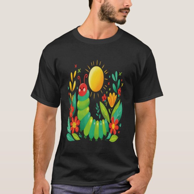 Camiseta Cute Lagarta Com Fome Transformação De Volta à Esc (Frente)