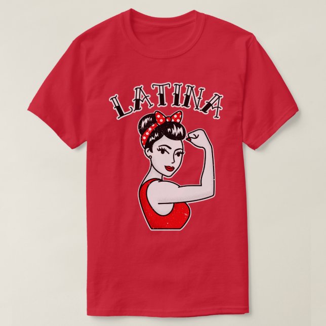 Camiseta Cute Latina Rosie the Riveter Tattoo (Frente do Design)