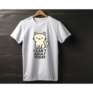 Camiseta Cute Lazy Cat – “I Can’t Adult Today”
