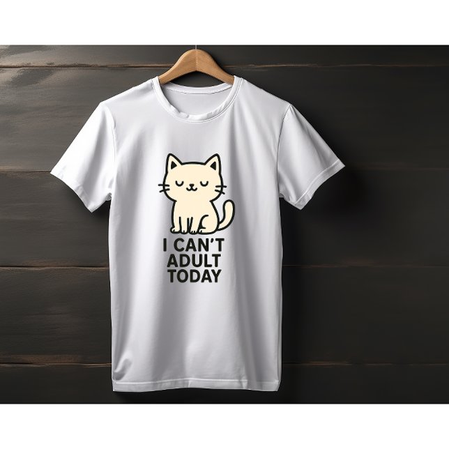 Camiseta Cute Lazy Cat – “I Can’t Adult Today” (Criador carregado)