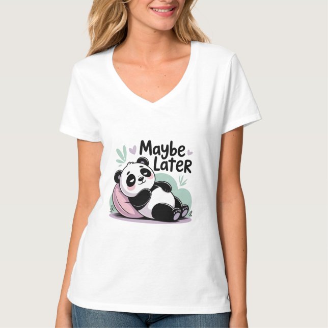 Camiseta Cute Lazy Panda – “Maybe Later” Relaxing Panda (Frente)