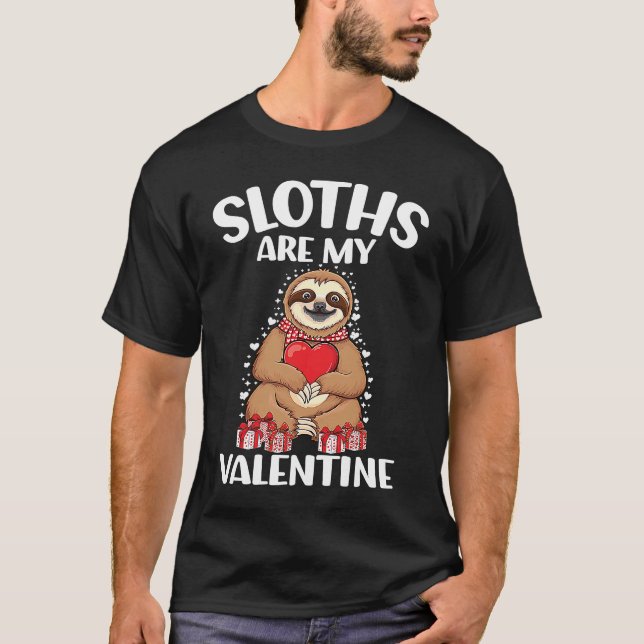 Camiseta Cute lazy sloth holding heart love sloth valentine (Frente)