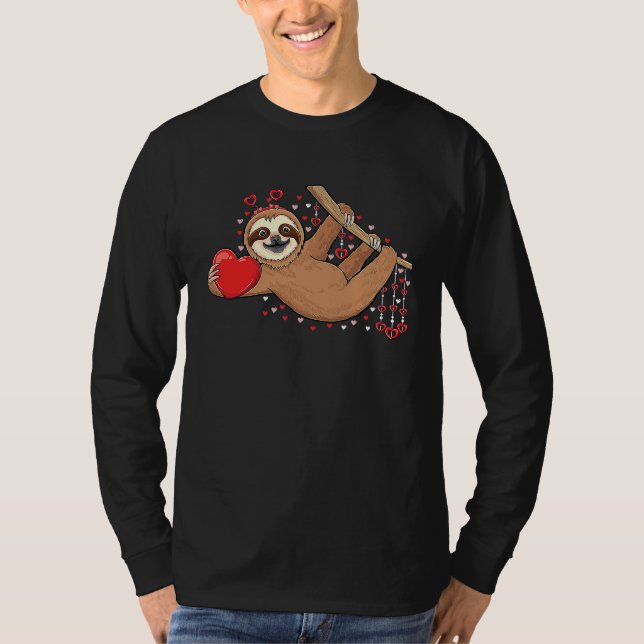 Camiseta Cute lazy sloth holding heart love sloth valentine (Frente)