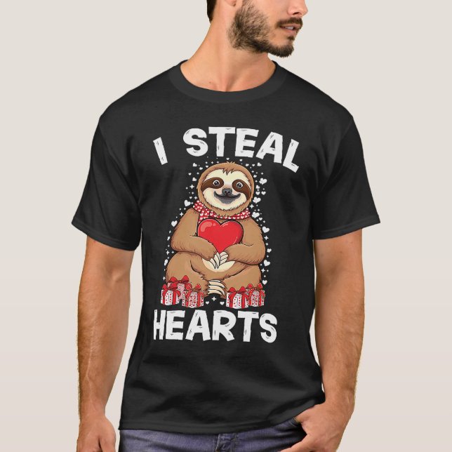 Camiseta Cute lazy sloth holding heart love sloth valentine (Frente)