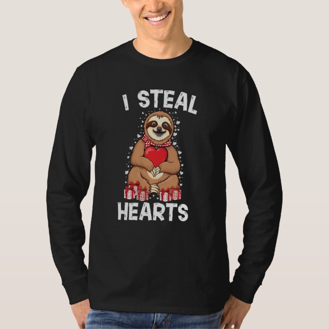 Camiseta Cute lazy sloth holding heart love sloth valentine (Frente)