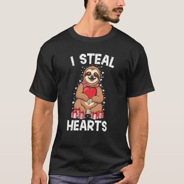 Camiseta Cute lazy sloth holding heart love sloth valentine (Frente)