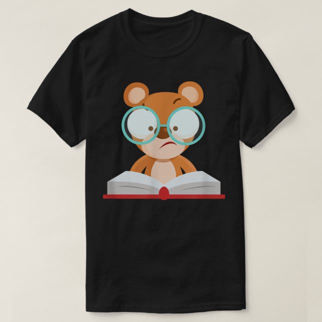 Camiseta Cute learning bear simple costume funny glasses bo (Frente do Design)