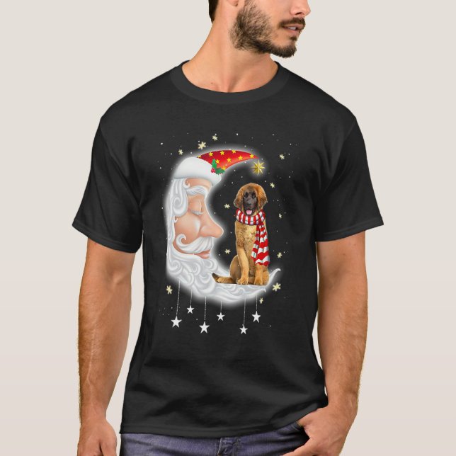 Camiseta Cute Leonberger With Santa Hat Christmas Dog (Frente)